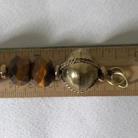 Ocean Jasper Tiger Eye Solid Brass Beads Artisan Made Beach Look Bracelet